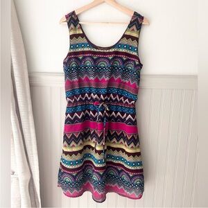 Vintage Speed Control Multicolor Zigzag Mini Dress Womens large